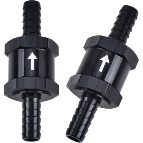 Válvula de retención de combustible de 5/16" unidireccional en línea sin retorno para diésel y gasolina, color negro (8 mm de diámetro exterior, 2 unidades).