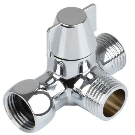 Válvula desviadora KZQ de 3 vías para ducha, latón macizo, rosca (12,7 mm), cromo pulido (PV8)