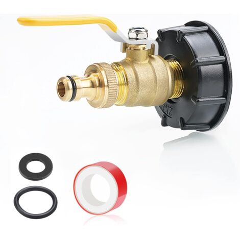 Válvula IBC de 3/4" con sistema de ajuste a presión y válvula de bola de latón, accesorios IBC, válvula de bola de latón S60 x 6