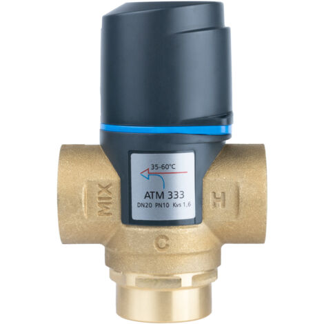 Válvula mezcladora termostática ATM 333 DN20 RP 3/4 pulgada rango de temperatura 35-60 grados C, Kvs 1,6 m3/h
