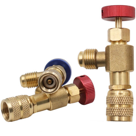 OTROS Válvula Rosfix para llenado de sistemas de refrigeración para refrigerante R32, parte inferior R410, lado R410 rojo