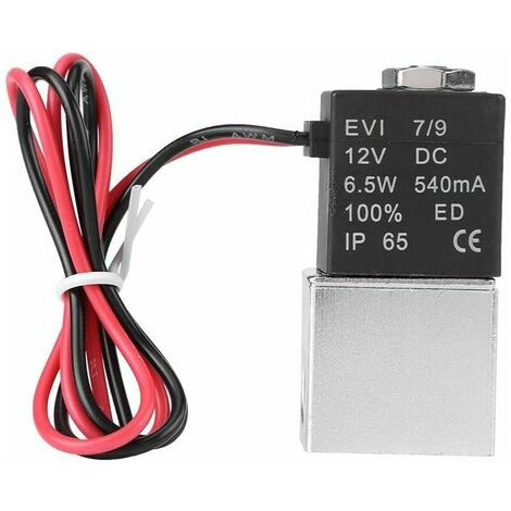 SOLEIL Válvula solenoide, 12V DC 1/4" 2 vías normalmente cerrada 1.2MPa Válvula solenoide neumática de aluminio para agua y aire (DC12V)