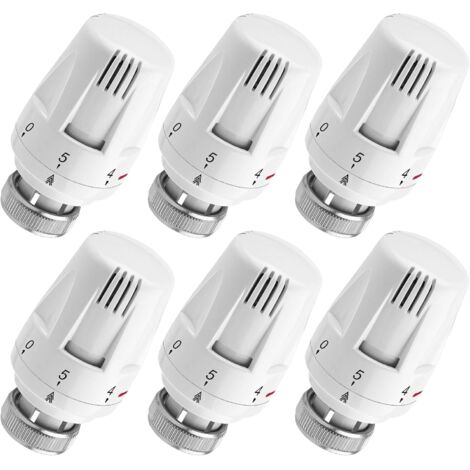 Valvula Termostatica Radiador Termostato Radiador:  6 Piezas Cabezal Termostático Radiador M30 X 1,5, Válvula Termostática Radiador con Protección Contra Heladas, 0-5 Funciones de Ajuste