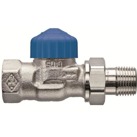 Válvula termostática recta DN20, niquelada, con resistencia especialmente baja, tapa azul, kvs 3,60, sin preajuste