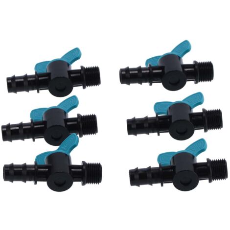 Válvulas de riego – Paquete de 50 – Plástico resistente – Para mangueras de 20 mm – Conexión de rosca macho de 1/2" – Jardín, invernadero, macetas