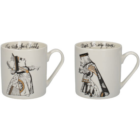 V&ampA Alice im Wunderland - Set de Becher im Geschenkkarton de, Porzellan, Gold white und schwarz, 350 ml, 2er-Set