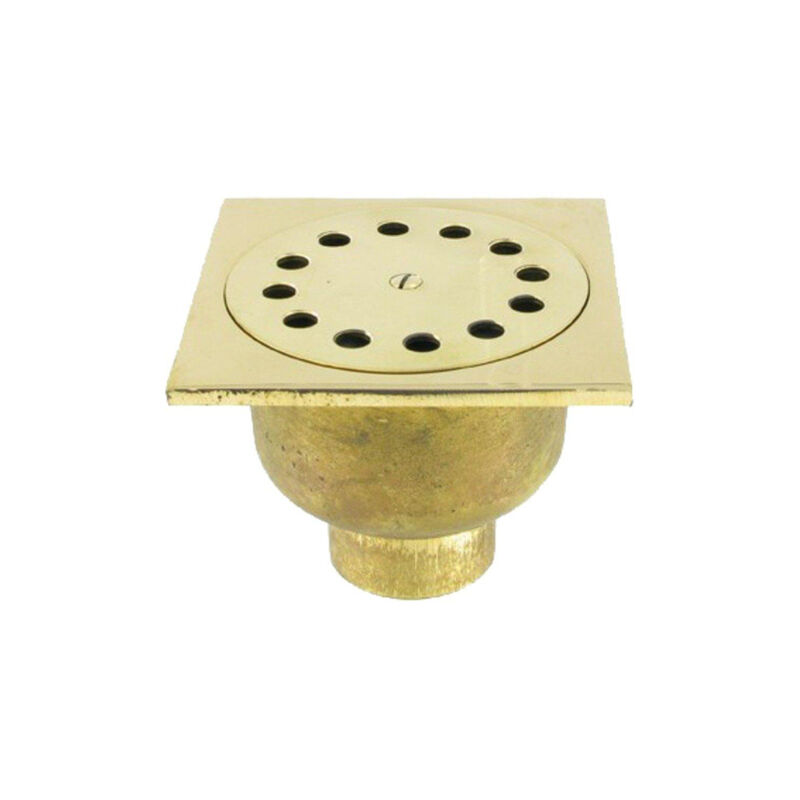 Van den Berg Siphon poli en laiton avec évacuation base 10x10cm