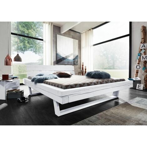 EsteaMobili - LETTO MATRIMONIALE CONTENITORE LACCATO BIANCO FOGLIA ARGENTO  LEGNO MASSELLO - 4054S - come foto : : Casa e cucina