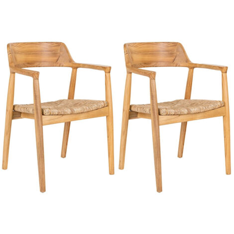VANCOUVER - Lot de 2 Chaises en Bois de Sungai et Assise en Paille Naturelle