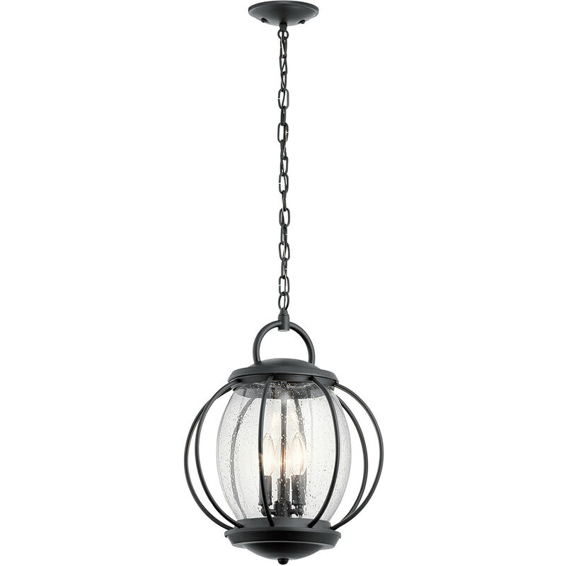 Vandalia - 3 Light Medium Outdoor Ceiling Chain Lantern Black, E14 - Elstead