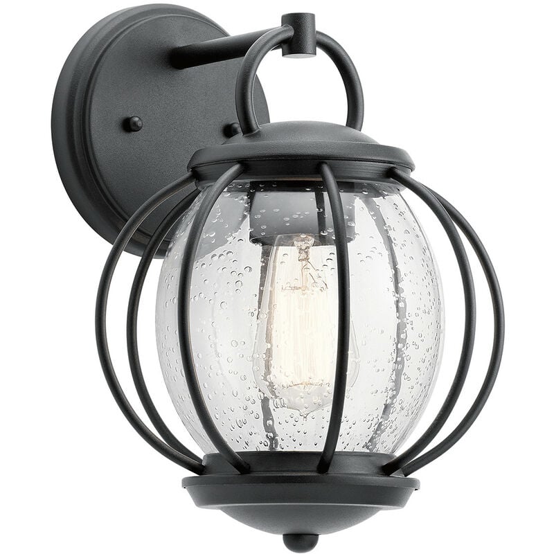 Vandalia - 1 Light Outdoor Wall Lantern Black IP44, E27 - Elstead