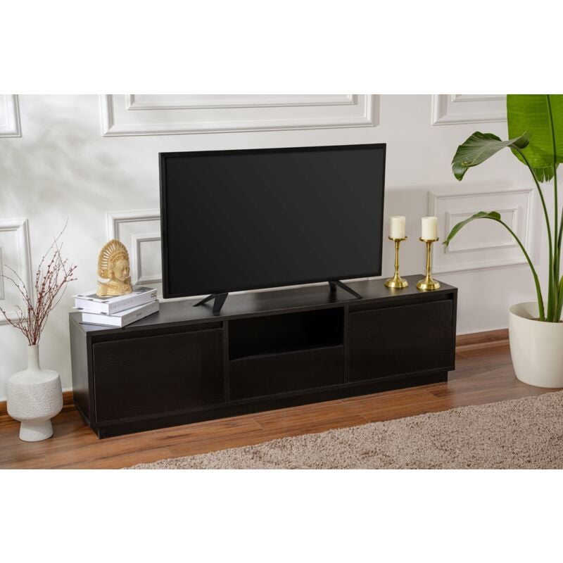 Meuble tv en Bois Noir, 29x160x42 cm, Pour le Salon