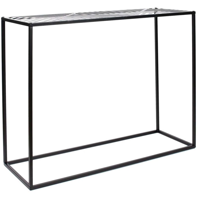 VANIA - Console en Métal Noir Plateau Motifs Géométriques