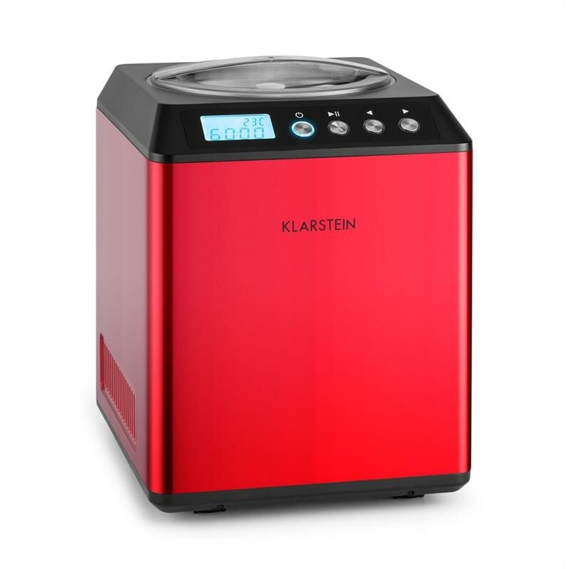 Klarstein - Turbine à glace - Machine à glace à compresseur - 180W - capacité de 2L - Sorbetière - préparation en 30 à 40min - Rouge