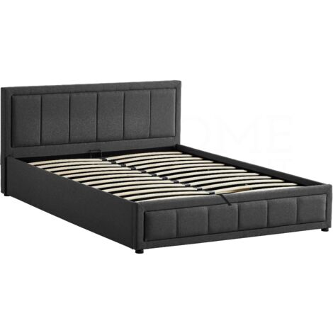 Vanita 5ft King Size Modern Fabric Ottoman Bed Frame, 150 x 200 cm, Dark-Grey