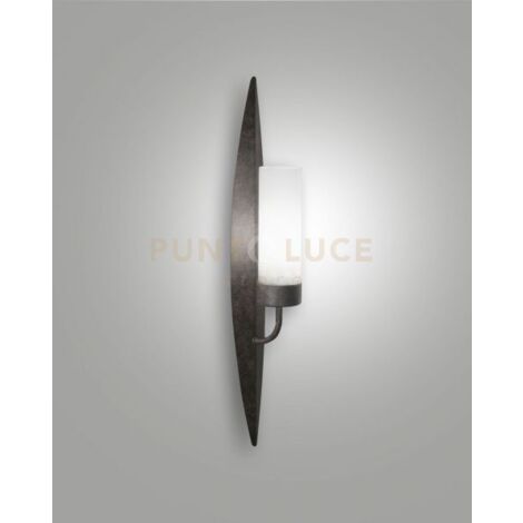 VANITY APPLIQUE RUGGINE SCURO L.75 CM IN METALLO E VETRO SOFFIATO 1 LUCE ATTACCO E14
