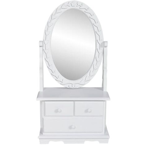 Vanity Makeup Table with Oval Swing Mirror MDF vidaXL
