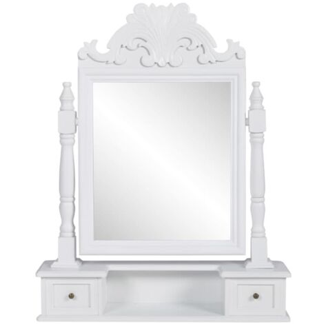 Vanity Makeup Table with Rectangular Swing Mirror MDF vidaXL