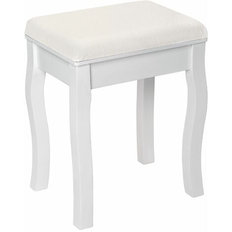 Vanity stool rose pattern - bedroom stool, dressing stool, upholstered stool - white