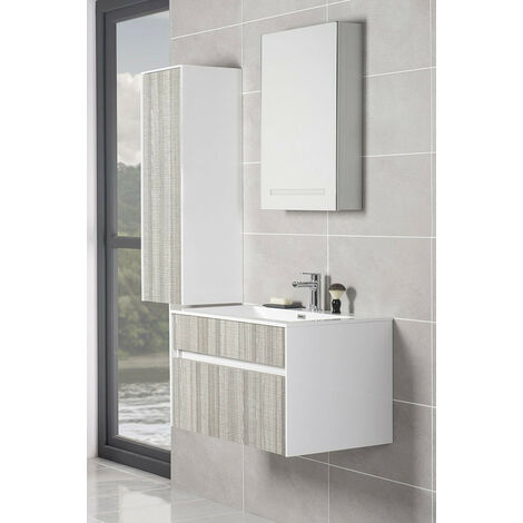 main image of "Vanity Unit Furniture Suite Wall Hung Tall Cabinet + Wall Mounted Vanity Basin Unit"
