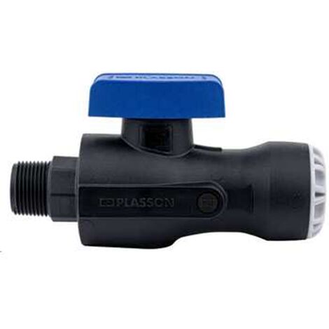 Vanne 1/4 tour encliquetable TEKPLASS PE Ø32-Mâle 1'' (26/34) avec deux prises de purge 1/8'' (5/10) - Purge non fournie