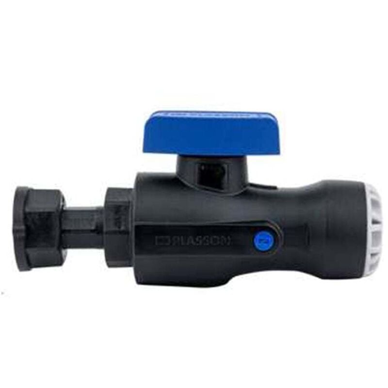 Vanne 1/4 tour encliquetable à clapet tekplass pe Ø25 - Femelle écrou-prisonnier 1'' (26/34) sans prise de purge (joint fourni)