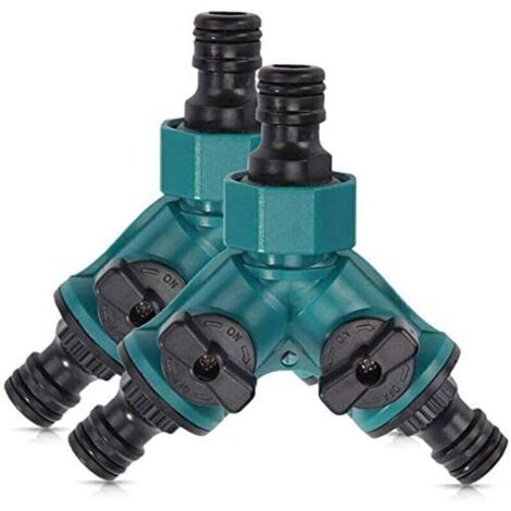 Vanne 2 Voies Pour Tuyaux d'Arrosage Tuyau d'Arrosage Quick Connector Distribut Régulation d'Eau 2 Voies Vanne d'Arrêt Separat Tuyau d'Arrosage 2 Voies Pour Robinet 3/4 Pouce Connect 2，