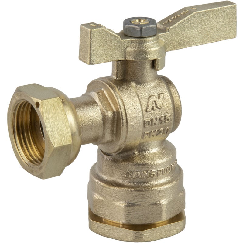 Robinet compteur d'eau avant/après compteur équerre pe - Diamètre écrou 20x27 - Diamètre extérieur 25