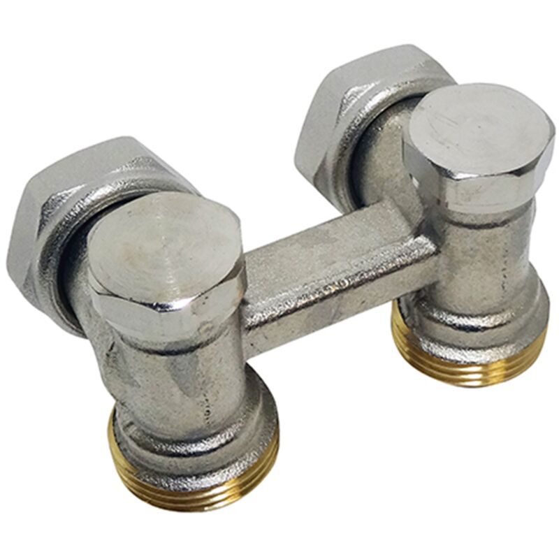 Vanne en H double corps équerre bitube à raccordement mural écrous 3/4" (20/27) - Sortie 3/4 EK - Somatherm