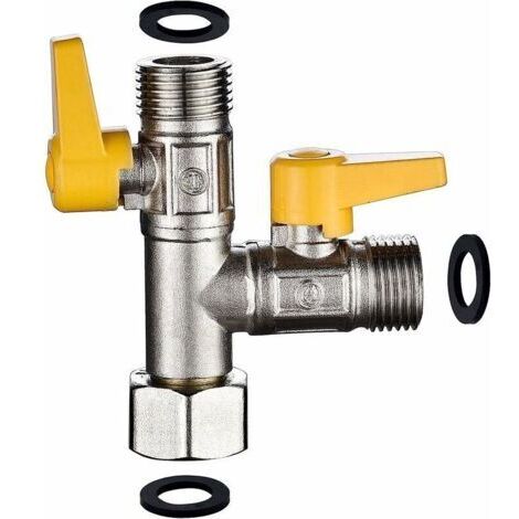 Vanne 3 Voie Raccord Douchette et Douche de Tête Bras de Douche Inverseur 3 Voies en Laiton Adaptateur Robinet Éteindre, DSF009