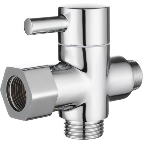 Vanne 3 Voies en Laiton Massif 3/8"-12/17 T Adaptateur Vanne de Derivation pour Toilette WC, Chromé
