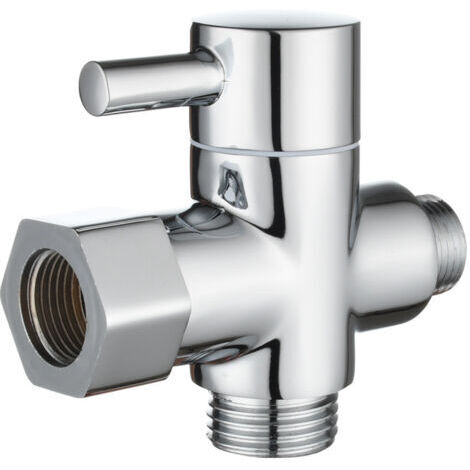 Vanne 3 Voies en Laiton Massif 3/8"-12/17 T Adaptateur Vanne de Derivation pour Toilette WC, Chromé