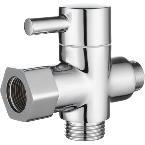 Vanne 3 Voies en Laiton Massif 3/8-12/17 T Adaptateur Vanne de Derivation pour Toilette WC, Chromé, DSF007D