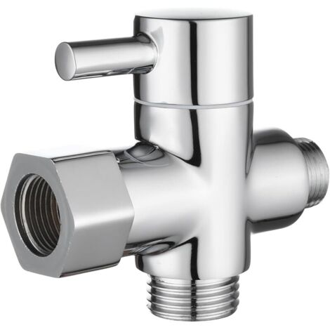 Vanne 3 Voies en Laiton Massif 3/8"-12/17 T Adaptateur Vanne de Derivation pour Toilette WC, Chromé, DSF007D