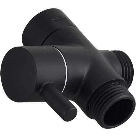 Vanne 3 Voies en Laiton Vanne d'Arret G 1/2 Robinet d'Arret pour Douchette Douche Salle de Bain, Noir, DSF007C