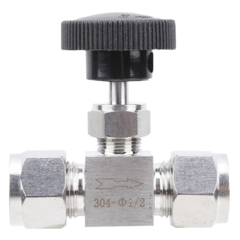 Vanne à aiguille 2 voies haute pression en acier inoxydable 304 pour eau, gaz, liquide - 1/2 pouce