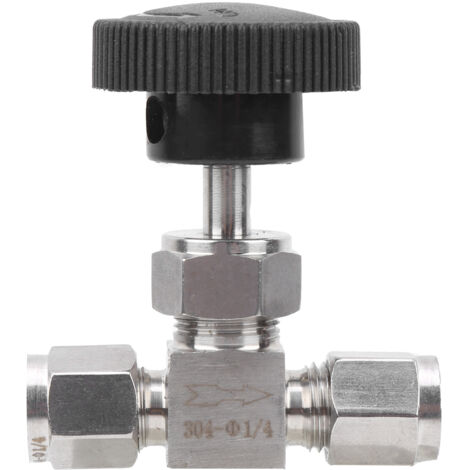 Vanne à Aiguille 2 Voies Haute Pression pour Fluides - Acier Inoxydable 304, 1/4 de Pouce