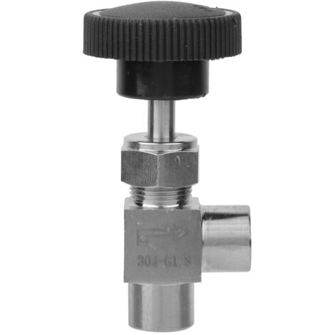Vanne à aiguille filet femelle BSPP en acier inoxydable 304, type angulaire pour eau, gaz, huile, carburant 1/8"