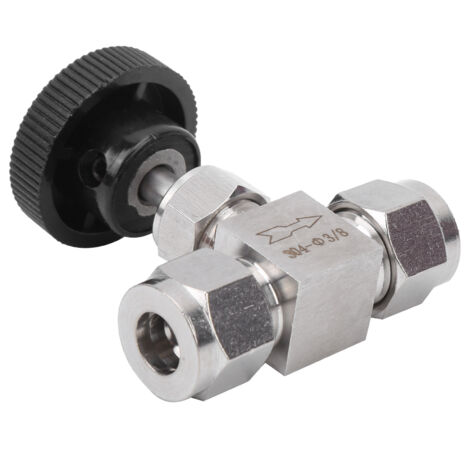 Vanne à Aiguille Haute Pression 2 Voies en Inox 304 pour Réglage de Débit Eau Gaz Liquide 3/8"