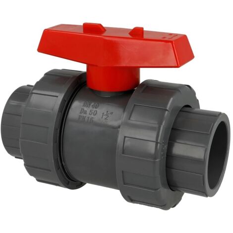 Vanne à bille 50 mm PVC-U manchon adhésif avec 2 raccords