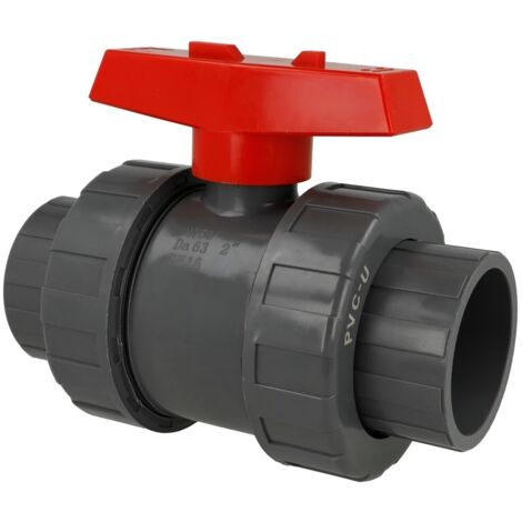 Vanne à bille 63 mm PVC-U manchon adhésif 2 x raccords