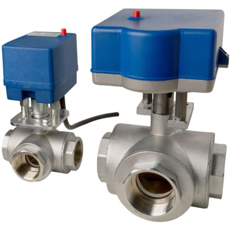 Vanne à bille à moteur à 3 voies 1 1/2" F avec alésage en L