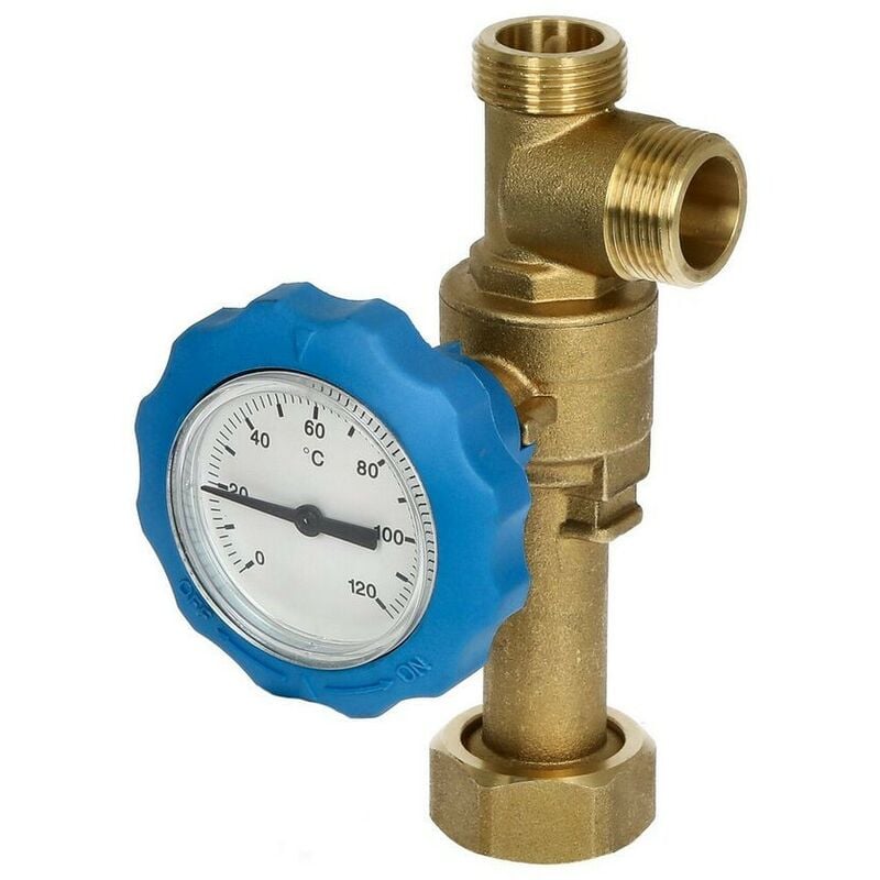 Vanne à bille avec thermomètre bleu 3/4" pour station solaire