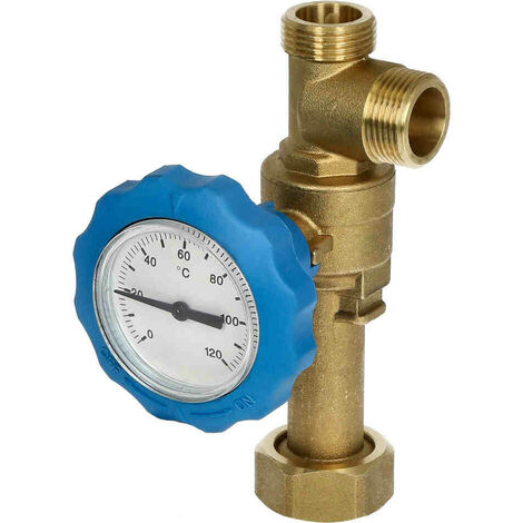 Vanne à bille avec thermomètre bleu M3/4 x F1 pour station solaire OEG