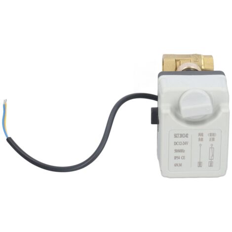 Vanne à bille électrique 2 voies DN15, commande manuelle et automatique, NC 12-24V CC, pour eau et gaz