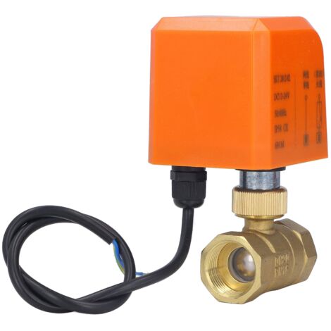 Vanne à bille électrique 2 voies DN20 3/4 pouce, normalement fermée, 12-24V CC, universelle 2 fils