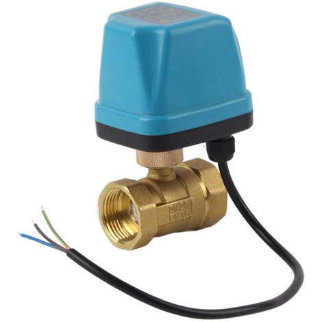 Vanne à Bille Électrique IP68 Bleue, AC220V, 2 Voies, 3 Fils, 2 Commandes, Filetage G1 Pouce