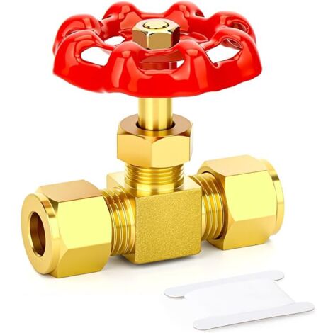 Vanne à bille en laiton avec interrupteur d'arrêt, 12 mm OD x 12 mm OD Compresseur d'air à compression Vanne d'arrêt pour eau, huile, gaz