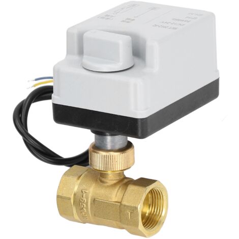 Vanne à bille motorisée 2 voies normalement fermée, automatique ou manuelle, DN20, alimentation 12V24V CC