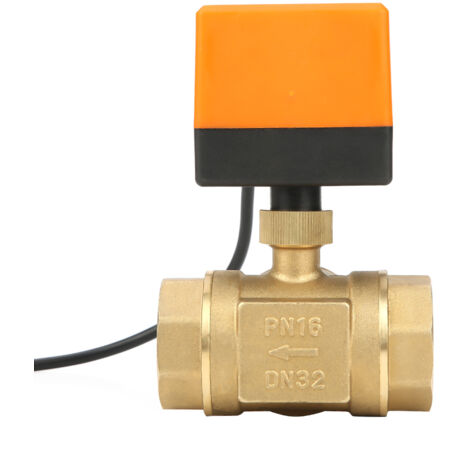 Vanne à bille motorisée 3 voies DN32 en laiton pour système de climatisation, commande électrique DC 24V